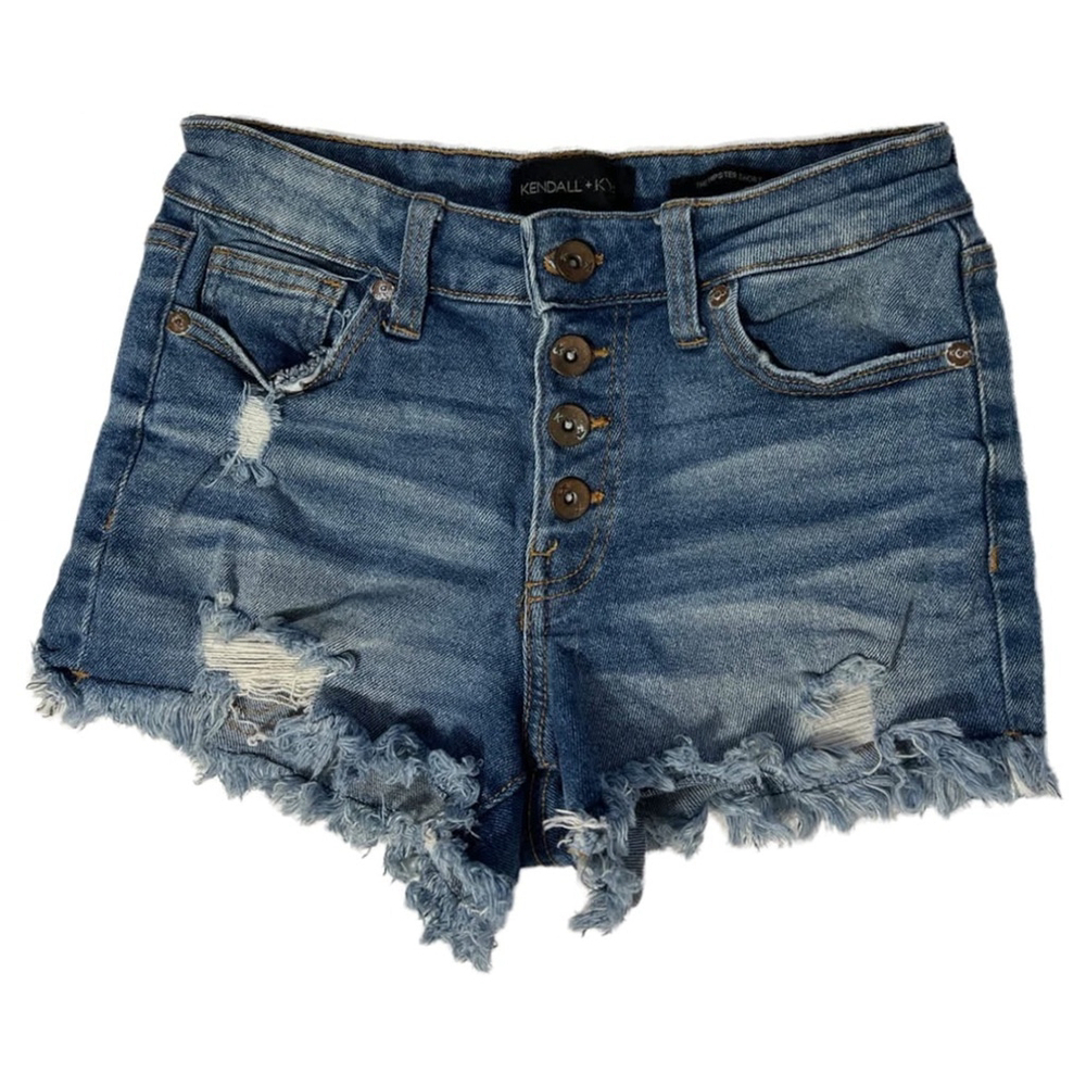 Kendall + Kylie The Hipster Distressed Denim Shorts - Size 1 w25